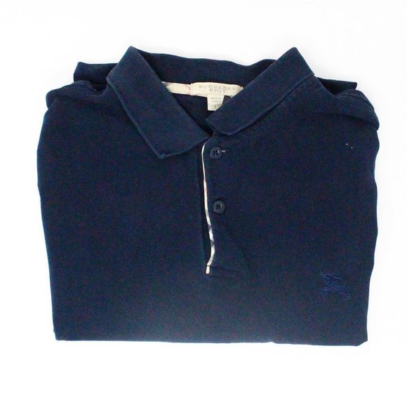 BURBERRY #29445 Men´s Navy Blue Polo Shirt (Large)